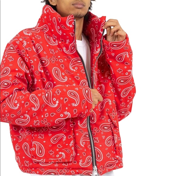MNML Paisley Cropped Puffer Jacket - Picture 1 of 6